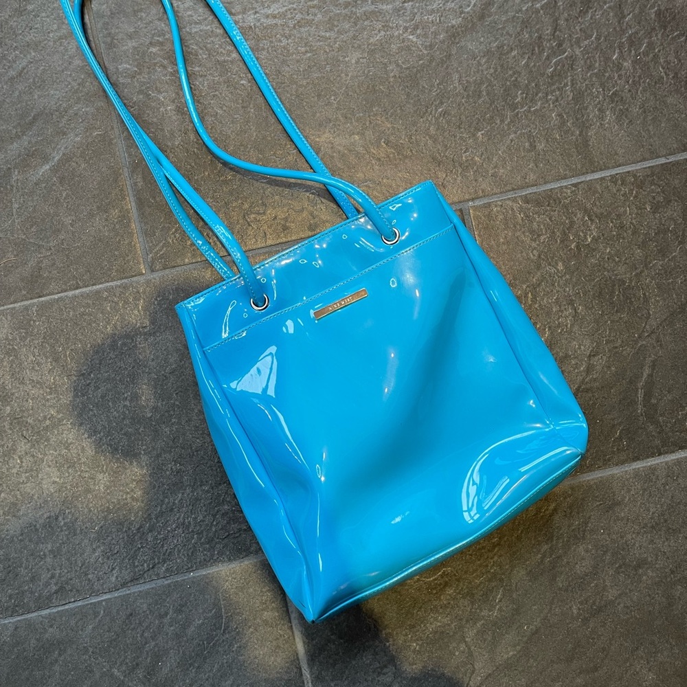 Y2K Nine West Malibu Blue Shiny Shoulder Bag
